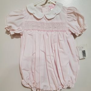 NWT Petit Ami 6M Pink Smocked Bubble